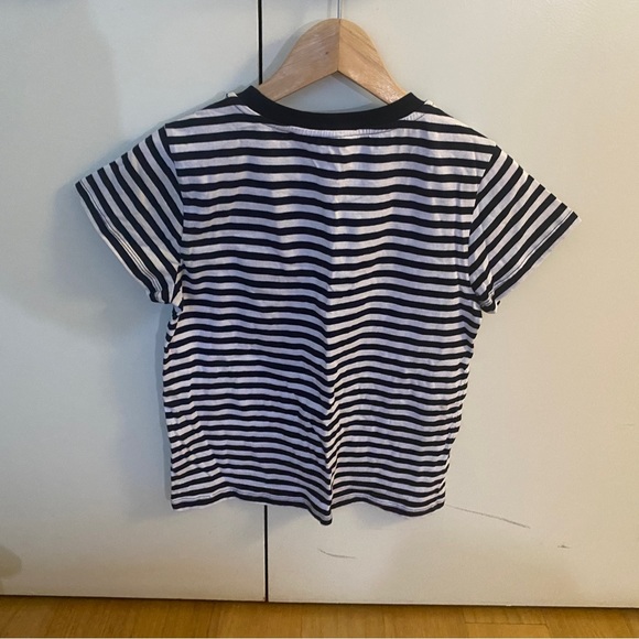 Topshop Embroidered Heart Striped Tee NWT Size 4 - Picture 4 of 4